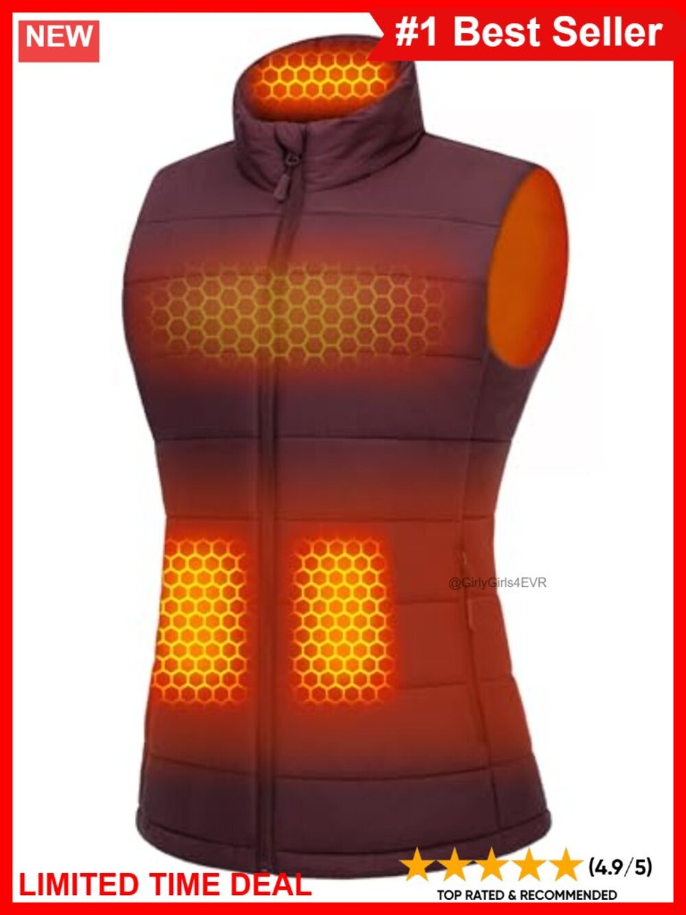 Graphene Heated Vest Womens Lightweight Fitted Zip Outdoor